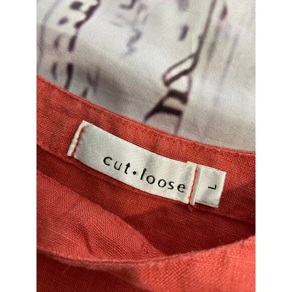 Cut Loose Linen Tank Womens L Flamingo Pink Sleeveless Crew Neck Summer - Picture 2 of 9